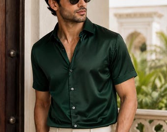 dark emerald green dress shirt Dark green business shirt