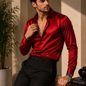 red dress shirt with black pants 10 Dapper Black Pants Matching Shirt Combination Ideas