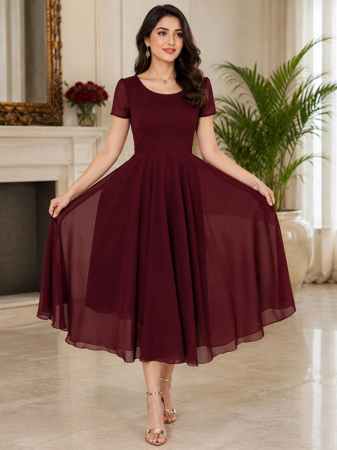 modest bridesmaid dresses burgundy Maroon Dress Size:Choose your size