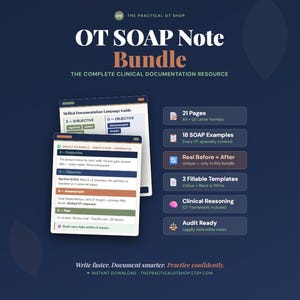 OT SOAP Note Bundle, 18 Clinical Examples, Fillable Template (Digital Download)