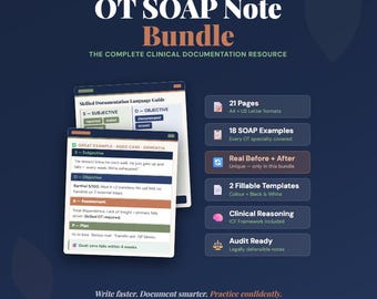 OT SOAP Note Bundle, 18 Clinical Examples, Fillable Template (Digital Download)