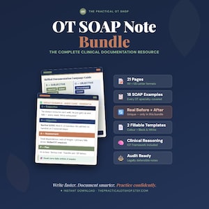 OT SOAP Note Bundle, 18 Clinical Examples, Fillable Template (Digital Download)