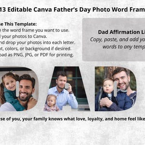 13 Editable Canva Father’s Day Photo Word Frames