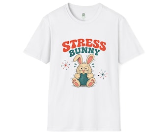 Koszulka z Króliczkiem Stresującym | Uroczy T-shirt z grafiką w stylu retro Króliczka
