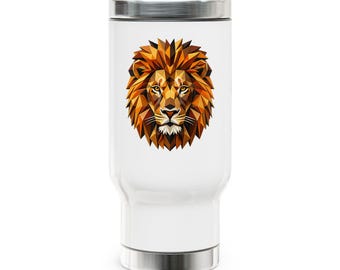 Geometric Lion Head Travel Mug | 14oz Stainless Steel