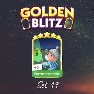 Golden Blitz - " Extraterrestrial " - Set 19 - Monopoly_Go Sticker 5 Star