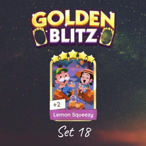 Golden Blitz - " Lemon Squeezy " - Set 18 - Monopoly_Go Sticker 5 Star