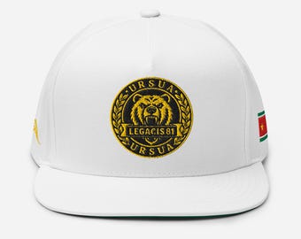White Snapback Hat - Ursua Gold Seal & Guadeloupe Flag Emblem - LEGACIS81