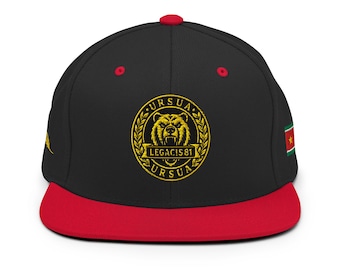 Snapback Hat Black Red - Ursua Gold Crest Guadeloupe Two Tone Cap - Streetwear - LEGACIS81