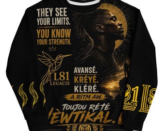 Sweatshirt black - Vèwtikal Creole All Over Print Jumper - Afro streetwear - LEGACIS81
