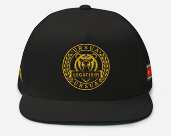 Snapback Black Cape, Clan Ursua Heritage, Gold Embroidered Multi Zone Streetwear Cap, LEGACIS81