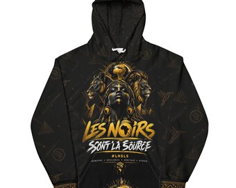 LNSLS La Gardienne de la Source AOP Hoodies, Black Gold African Heritage Streetwear – LEGACIS81