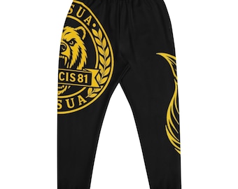 Fleece Joggers, "Asymmetric" Black Gold Sweatpants, URSUA LEGACIS81