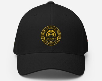 Black Flexfit Cap - Ursua Gold Seal & Guadeloupe Flag Emblem - LEGACIS81