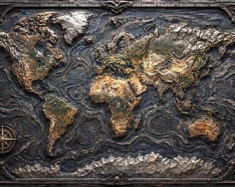 Mapa antiguo del mundo para pared, lámina imprimible de cartografía vintage, descarga digital para decoración.