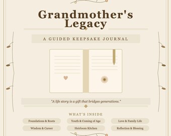 The Grandmother’s Legacy Journal | 12-Page Life Story & Heirloom Recipe Book Template