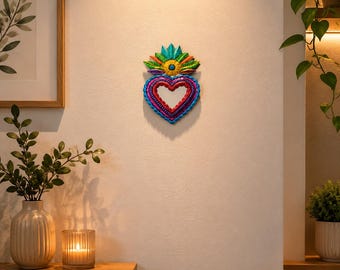 Tin Heart with Mirror – Handmade Mexican Art, Decoration and Gift for Special Occasions (1 Piece)