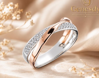 GRA Gecertificeerde Moissaniet Ring van 925 Sterling Zilver met 14K Roségoud Vergulding
