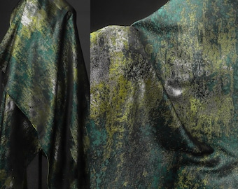Tkanina żakardowa w kolorze żółto-zielonym i złotym, dwustronna, błyszcząca tkanina na qipao, płaszcze, tkanina designerska cięta na wymiar. A37