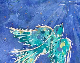 Dove of Hope Peace Art Christian Art ORIGINAL Painting on Heavy 140# Watercolor Paper 5"x 7" Matted to 8"x10".