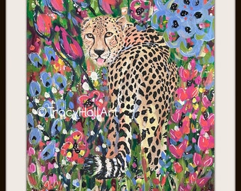 Cheetah Art Leopard PRINT Safari Jungle Animal Wall Art Painting 8"x10"