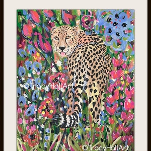Cheetah Art Leopard PRINT Safari Jungle Animal Wall Art Painting 8x10 image 1