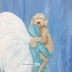 Goldendoodle Art Print Pet Memorial Pet Loss Gift Cream Colored Angel Art 8&quot;  X 10&quot;