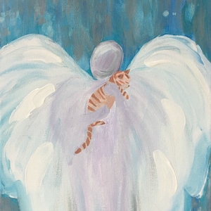 Orange Tabby Cat Angel Art PRINT Pet Loss Orange Tiger Cat Remembrance Memorial Gift Guardian Angel Art 8" x 10"