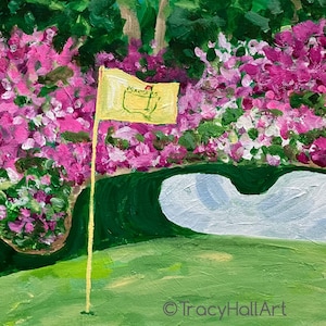 The Masters at Augusta National Golf Course Art Hole 13 Colorful Loose Impressionistic PRINT 8&quot;x10&quot;