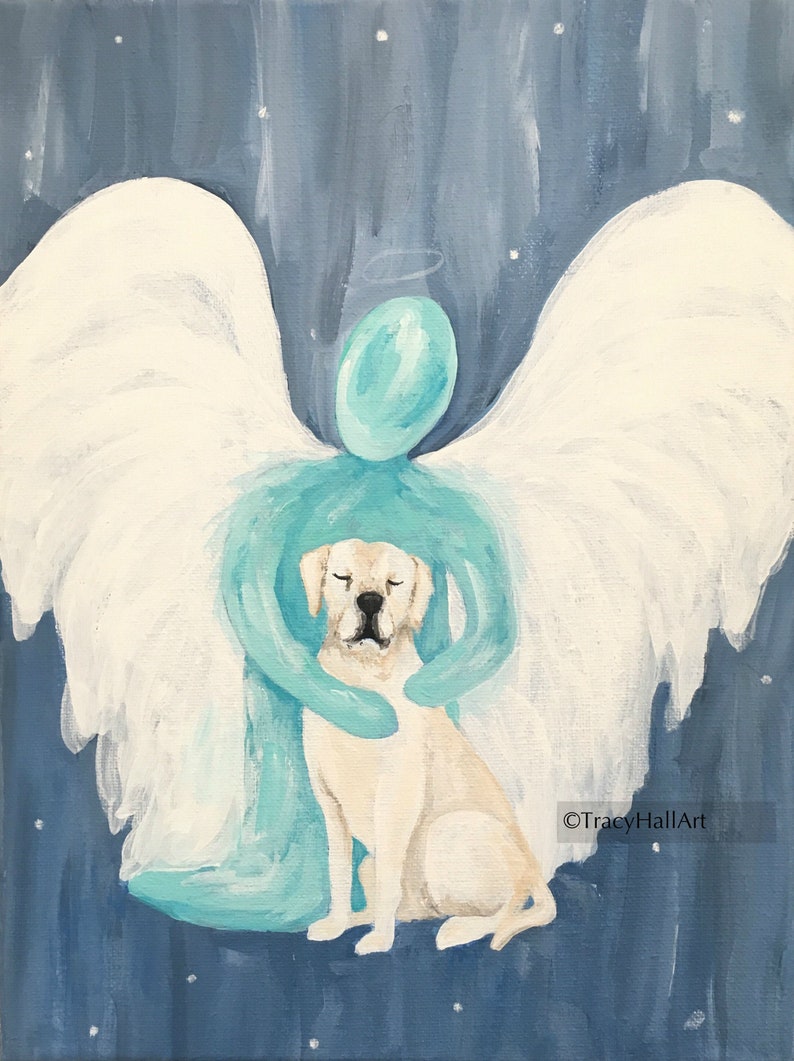 Golden Lab White Lab PRINT Pet Remembrance Pet Memorial Gift Guardian Angel Art PRINT 8 X 10
