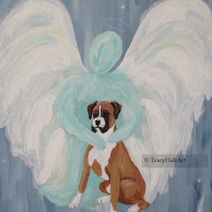 Boxer Dog Art PRINT Pet Remembrance Memorial Gift Guardian Angel Art 8&quot; X 10&quot;