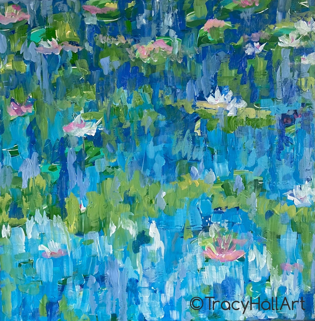 Water Lilies Painting Art Monet Inspired Lily Pond ORIGINAL Art Canvas ...