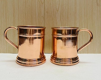 Handgjord mugg i ren koppar: Polerad, bekvämt grepp, 450 ml kapacitet