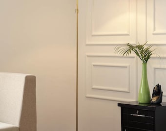 Modern guldfärgad golvlampa, justerbart vridbart huvud, tygskärm, vardagsrumsbelysning