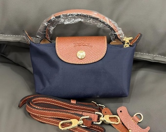 Longchamp Mini Navy Crossbody Handbag with Removable Shoulder Strap