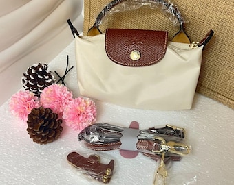 Longchamp Mini White Crossbody Handbag with Removable Shoulder Strap