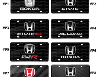 Honda License Plate Frame Civic Si Type R Accord JDM Car Tag Aluminum Vanity Front Plate Custom Automotive Gift
