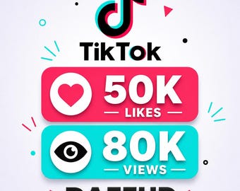 Paquete de 50.000 Me gusta y 80.000 visualizaciones en TikTok / Servicio de promoción viral en TikTok / Impulso de crecimiento rápido / Interacción real / Aumento del alcance de los vídeos