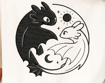 Archivo bordado de Desdentado y Furia Luminosa de Disneyland, camiseta de pareja de Desdentado y Furia Luminosa, sudadera con capucha bordada de Cómo entrenar a tu dragón