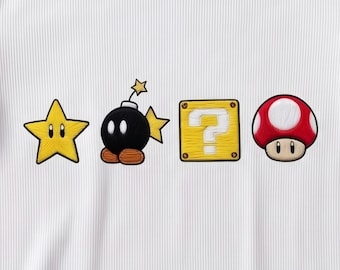 Diseño bordado de Mario Luma, lindo atuendo de estrella Luma, camiseta bordada de Super Mario, regalo para él.