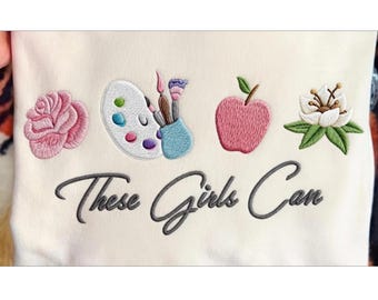 Icone ricamate delle principesse Disney che queste ragazze possono archiviare, Belle, Rapunzel, Biancaneve, Tiana, acquerello, Squadra delle principesse Disney, regalo per ragazze