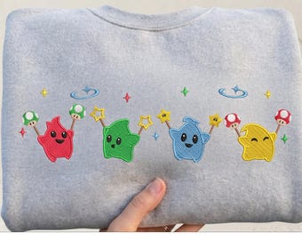 Ricamo di Mario Galaxy Luma, grazioso completo Star Luma, maglietta ricamata di Super Mario Galaxy, regalo per compleanno per bambino/a