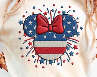 Ricamo USA 250° Anniversario Disney 4 luglio File, 4 luglio Minnie, 4 luglio, America, Patriottico Disney, Giorno dell'Indipendenza