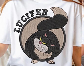 File ricamato Disney Cenerentola Lucifer Cat, Maglietta Lucifer, Maglietta Cattivo di Cenerentola, Maglietta Magic Kingdom, Abbigliamento retrò Disney Park