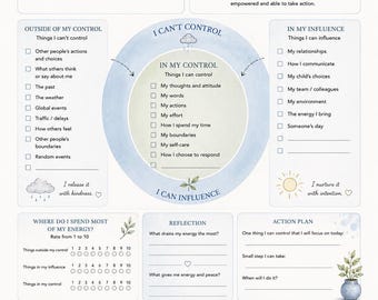 Arbeitsblatt „Kontrollkreis“ | Druckvorlage für Angsttherapie | Arbeitsblatt zur psychischen Gesundheit | PDF zu Bewältigungsstrategien | Instrument zur Selbstreflexion