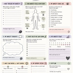 My Anxiety Map | Teen Anxiety Workbook | Anxiety Coping Skills Worksheet | Therapy Printable PDF | Mental Health Activity Ages 13–17
