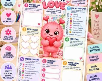 Arbeitsblatt zum Thema Liebe für Kinder, Soziales und emotionales Lernen, Freundlichkeitsübung, Selbstliebe-Arbeitsblatt zum Ausdrucken, Arbeitsblatt zu Gefühlen im Rahmen des sozialen und emotionalen Lernens