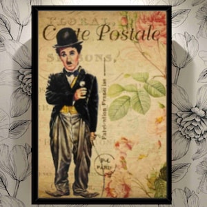 16x20 Canvas - Wall Decor, Charlie Chaplin - Vintage French Post Card