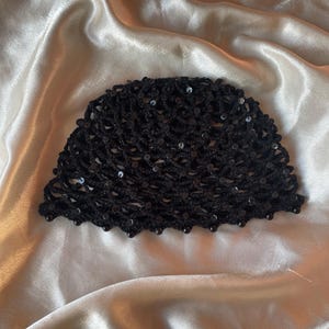 Muts gehaakt fait main, en katoen melangé, met pailletten, maille, Festival, Boho Y2K