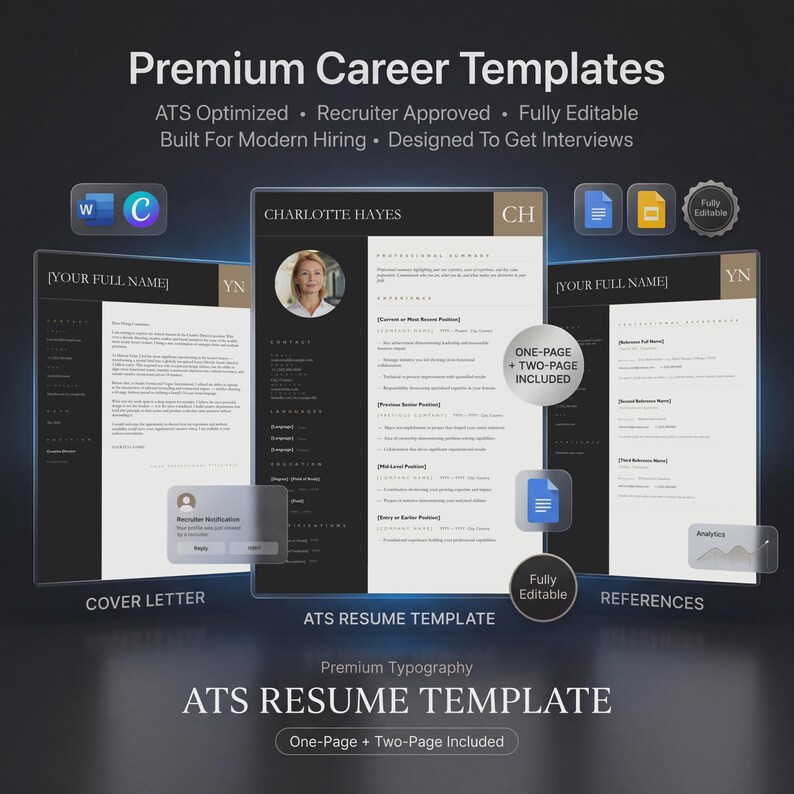 ATS Resume Template + Career System | Professional CV Bundle Word ...